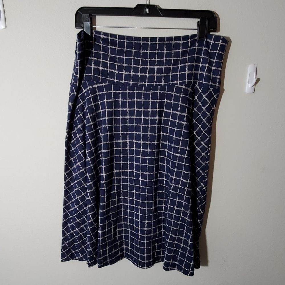 Popana blue plaid foldover Pull On Stretchy super soft skirt size 3X
